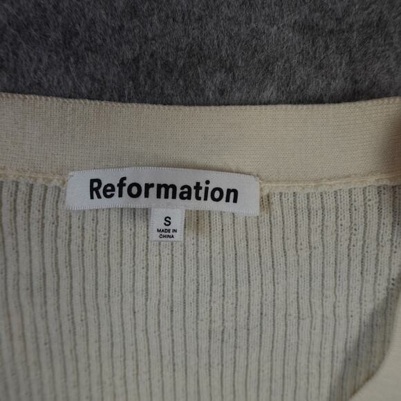 Reformation Sweater Womens Small 100% Merino Wool Cardigan Button Ribbed Knit - Picture 2 of 7